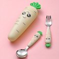 thumbnail image 1 of 1pc/1set Creative Cartoon Carrot Tableware, Children's Fork Spoon With Handle, Portable Children's Tableware, For Toddlers Kids, 1 of 5