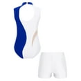 thumbnail image 4 of TSSOE Sleeveless Gymnastics Leotards for Girls Sparkly Dance Biketards Unitard with Shorts Practice Outfits Blue&White 6, 4 of 7