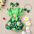 thumbnail image 3 of Coduop Newborn Baby Girls Jumpsuit Short Sleeve Bodysuit and Fruit Suspender Skirt Outfit Set, 3 of 9