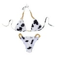 thumbnail image 1 of Conjunto de bikini para mujer Traje de baño con cadena de dos piezas con lazo sin espalda y estampado de, 1 of 9