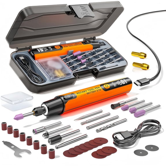 Mini Electric Rotary Tool Kit with LED Light and Digital Display, 6-Speed ​​Adjustable, 5V Powered, suitable for DIY grinding, polishing, and engraving.