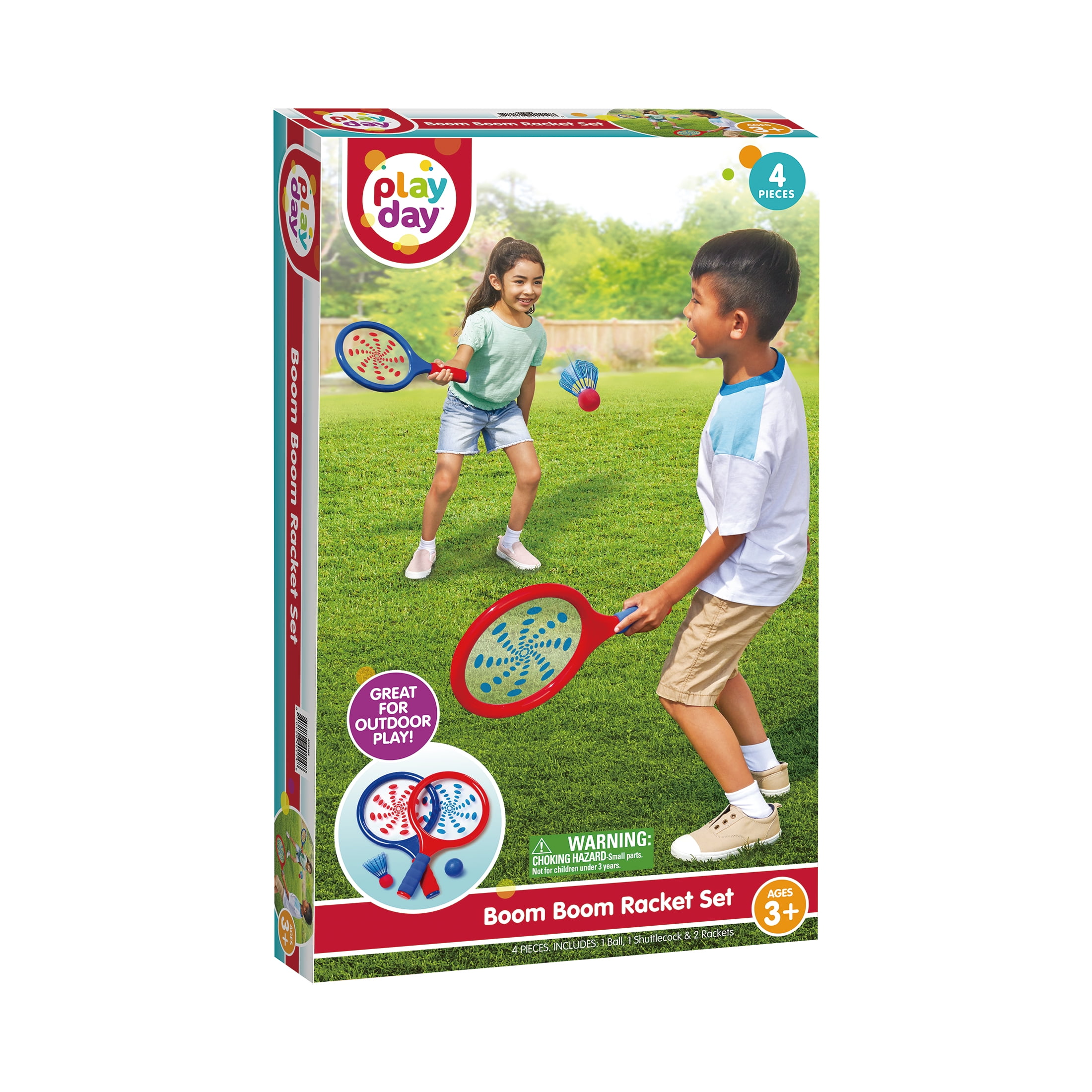 Play Day Boom Racket Game Red & Blue, 4 Piece Outdoor Sports Toy, Children Ages 3+