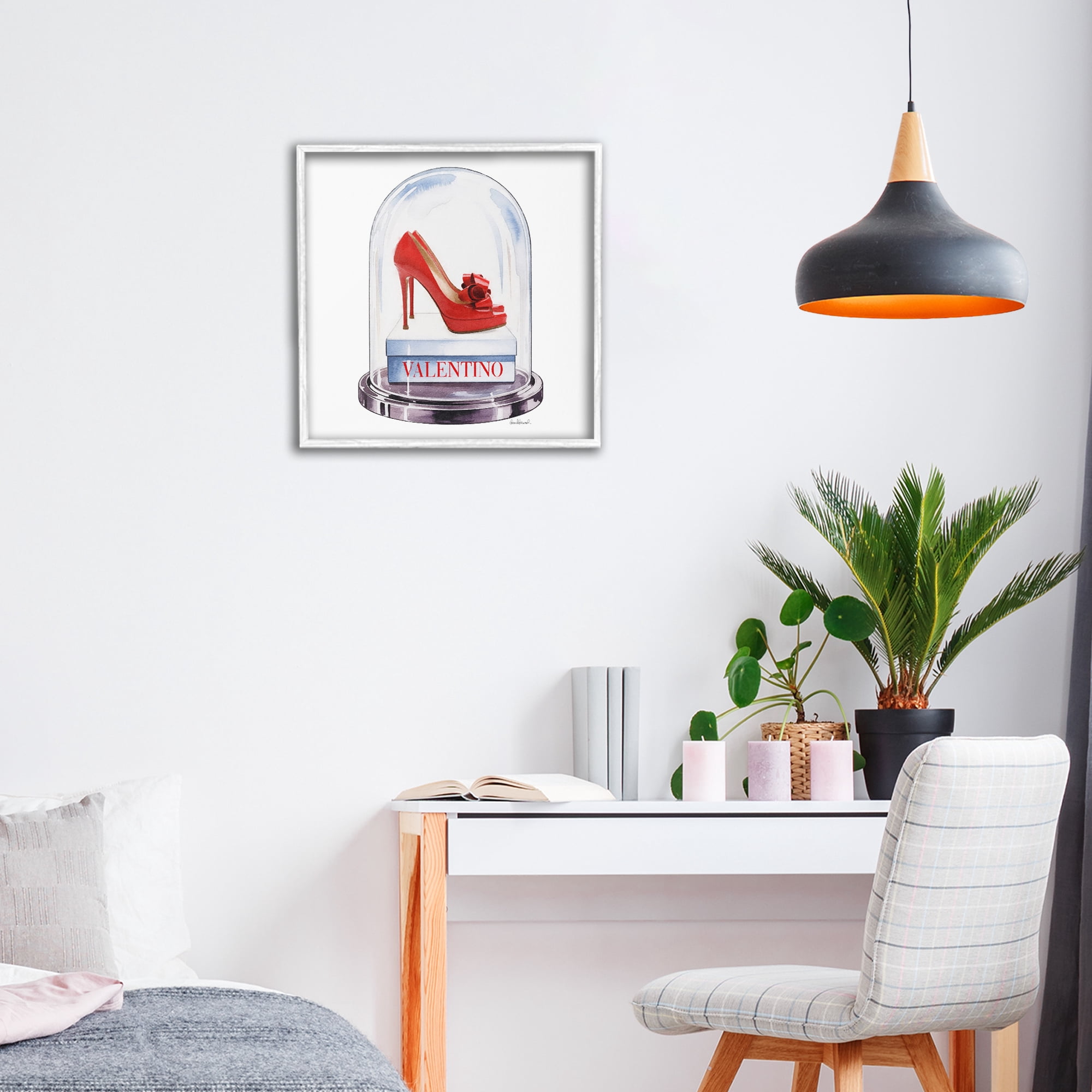 Stupell Industries Red Heels in Bell Jar White Framed Giclee Art, design by Amanda Greenwood
