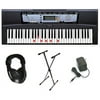 Yamaha EZ-200 61 Full-Sized Touch Sensitive Lighted Keyboard Bundle: Includes Professional Headphones, Keyboard Stand, and Power Supply