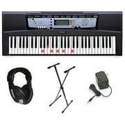 Yamaha EZ-200 61 Full-Sized Touch Sensitive Lighted Keyboard Bundle: Includes Professional Headphones, Keyboard Stand, and Power Supply