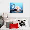 thumbnail image 4 of COMIO Zen Stone Canvas Wall Art White Flower and Blue Butterfly on Lake Wall Art for Bathroom Living Room Bedroom Modern Spiritual Yoga Spa Picture Wall Decor Framed Bedroom16x20 Inches, 4 of 4