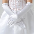 thumbnail image 4 of 1 par de boda Guantes de niña de flores Guantes largos de satén decorados para la fiesta de bodas - Tamaño M (blanco), 4 of 6