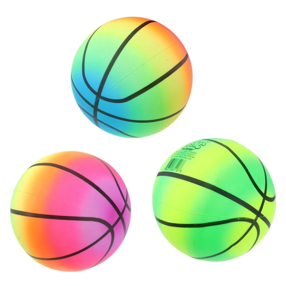 Bamboohart 3 Pcs 16 CM Rainbow Balls Elastic Eco-friendly PVC Beach Play Ball Kickball Flap Ball Children Toy for Indoor Outdoor Playground Activities (Random Pattern)