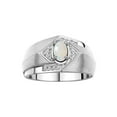 thumbnail image 1 of RYLOS Mens Rings 14K White Gold Ring 6X4MM Oval Shape Gemstone & Diamond Ring Opal October Birthstone Rings For Man Gold Rings Size 9, 1 of 7