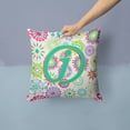thumbnail image 2 of Carolines Treasures CJ2011-JPW1414 Letter J Flowers Pink Teal Green Initial Canvas Fabric Decorative Pillow  14Hx14W, 2 of 4