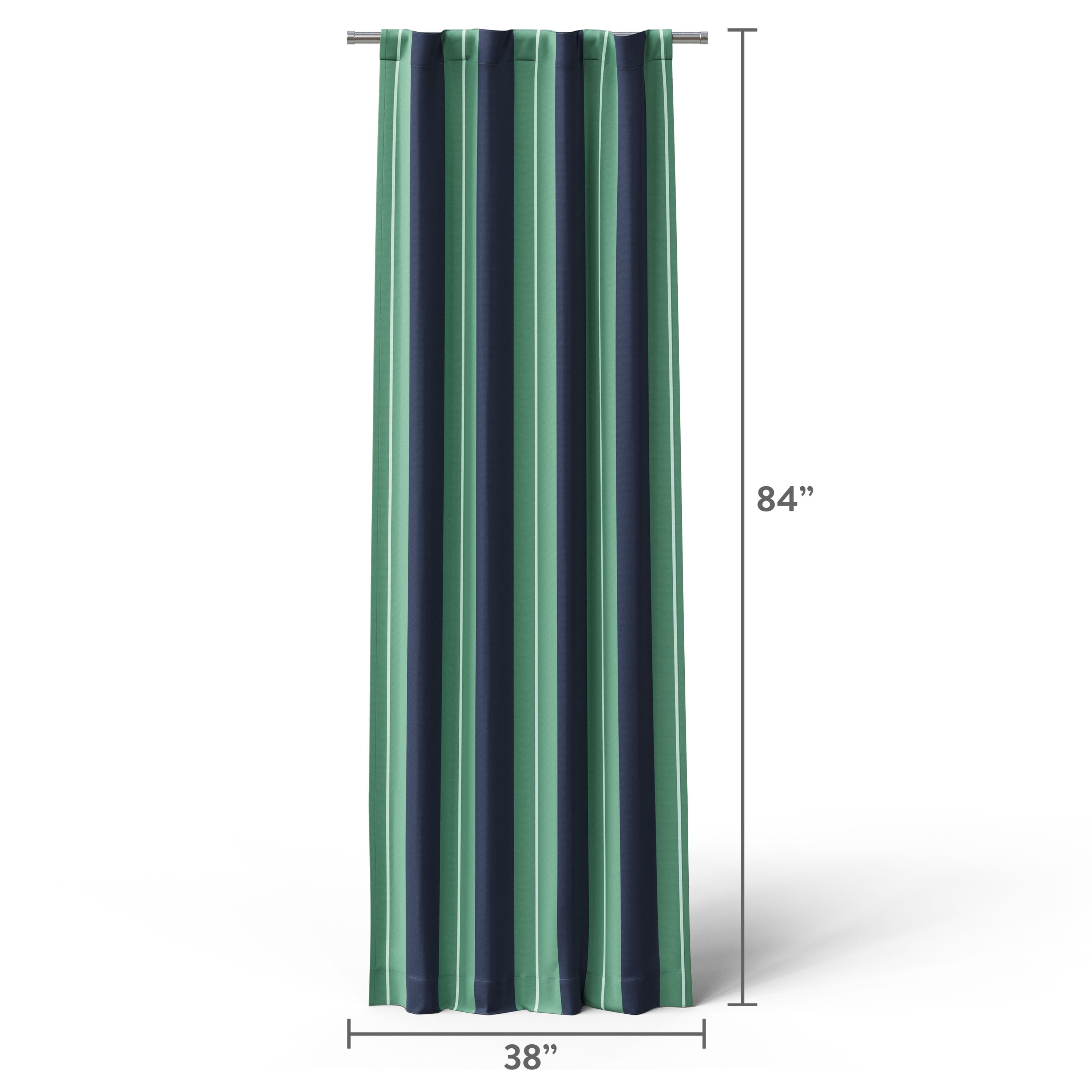 Mainstays Kids Green and Navy Blue Printed Blackout Rod Pocket with Back Tabs Single Curtain Panel, Set of 1, 38" W x 84" L