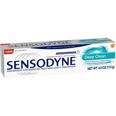 Sensodyne Toothpaste for Sensitive Teeth, Deep Clean 4 oz (Pack of 3)