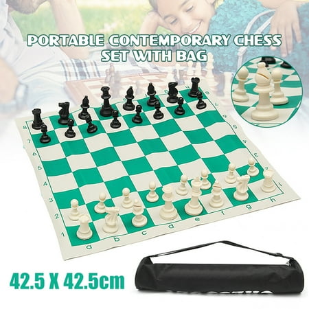 School Club & Tournament Chess Set Portable Pieces w/ Roll Board And Bag for Adult Kids