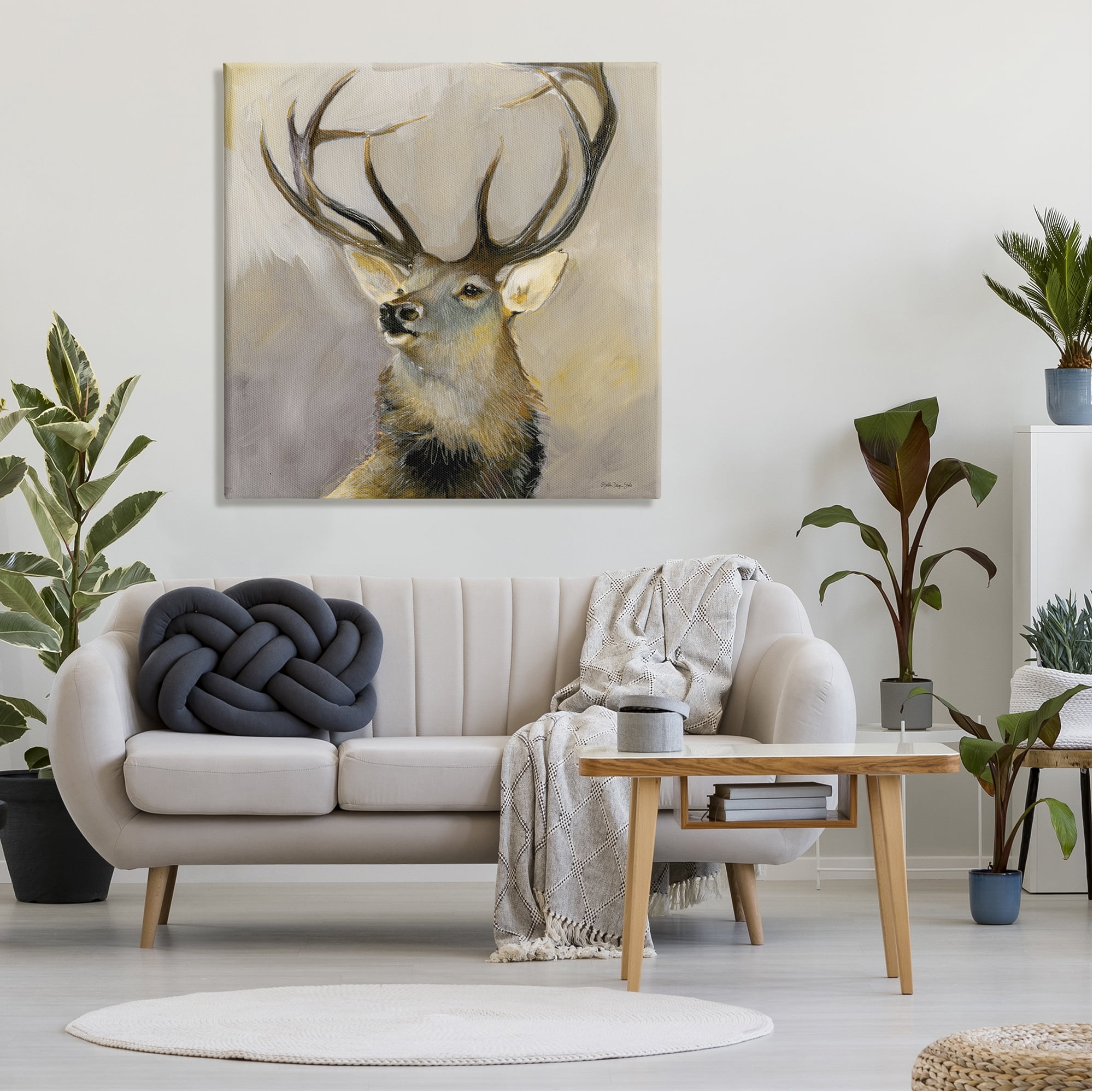 Stupell Elk Forest Wildlife Portrait Animals & Insects Painting Gallery Wrapped Canvas Print Wall Art