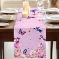 thumbnail image 3 of Table Runners 70 Inches Long Dress Scarves, Pink Flower Farmhouse Coffee/Dining/Kitchen Table Decor, Holiday Table Runner, Spring Floral Butterfly Elegant Pastoral Birds 13x70 Inch, 3 of 9