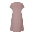 thumbnail image 4 of Diufon Summer Casual Dresses for Women Solid Color Midi Dress V Neck Short Sleeve A-Line Dress, 4 of 6