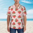 thumbnail image 2 of Pofeuu Hand Drawn Watermelon Print Hawaiian Shirt for Men Sleeves Casual Button Down Summer Beach Dress Shirts T-Shirts,Small, 2 of 7