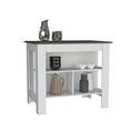 thumbnail image 6 of Qumbnk Rectangle Kitchen Island with Open Shelf, Wood Island Table for Living Room, Dining Room, Kitchen, 6 of 7