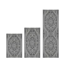 Dpityserensio Bohemian Rug Set of 3 Non-Slip Absorbent Rugs for Kitchen, Bathroom, or Living Room Vintage Style Soft Fiber Boho Home Decor