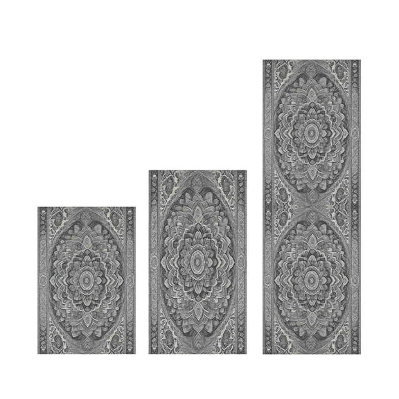 Dpityserensio Bohemian Rug Set of 3 Non-Slip Absorbent Rugs for Kitchen, Bathroom, or Living Room Vintage Style Soft Fiber Boho Home Decor