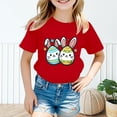thumbnail image 2 of XDZJLR T-Shirts Filles Enfants Été Chaud Imprimé Mignon Pâques Imprimé Manches Courtes Col Rond Vêtements Décontractés 3-4 Ans, 2 of 4