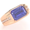 thumbnail image 2 of Men's Tanzanite Diamond Channel Ring In Solid 14k Rose Gold, 2 of 6