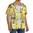 thumbnail image 4 of Naloa Garden Honeybee Gnomes Men's Loose Fit Cuban Collar Short-Sleeve Shirt with Button-down and Chest Pocket for Everyday Wear Outings - 4X-Large, 4 of 7