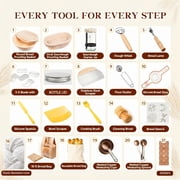 oannao Sourdough Starter Kit 21 Pcs Complete Bread Proofing Basket Set with Round and Oval Banneton Baskets Sourdough Jar Silicone Bread Sling and Baking Supplies Tools for Beginners