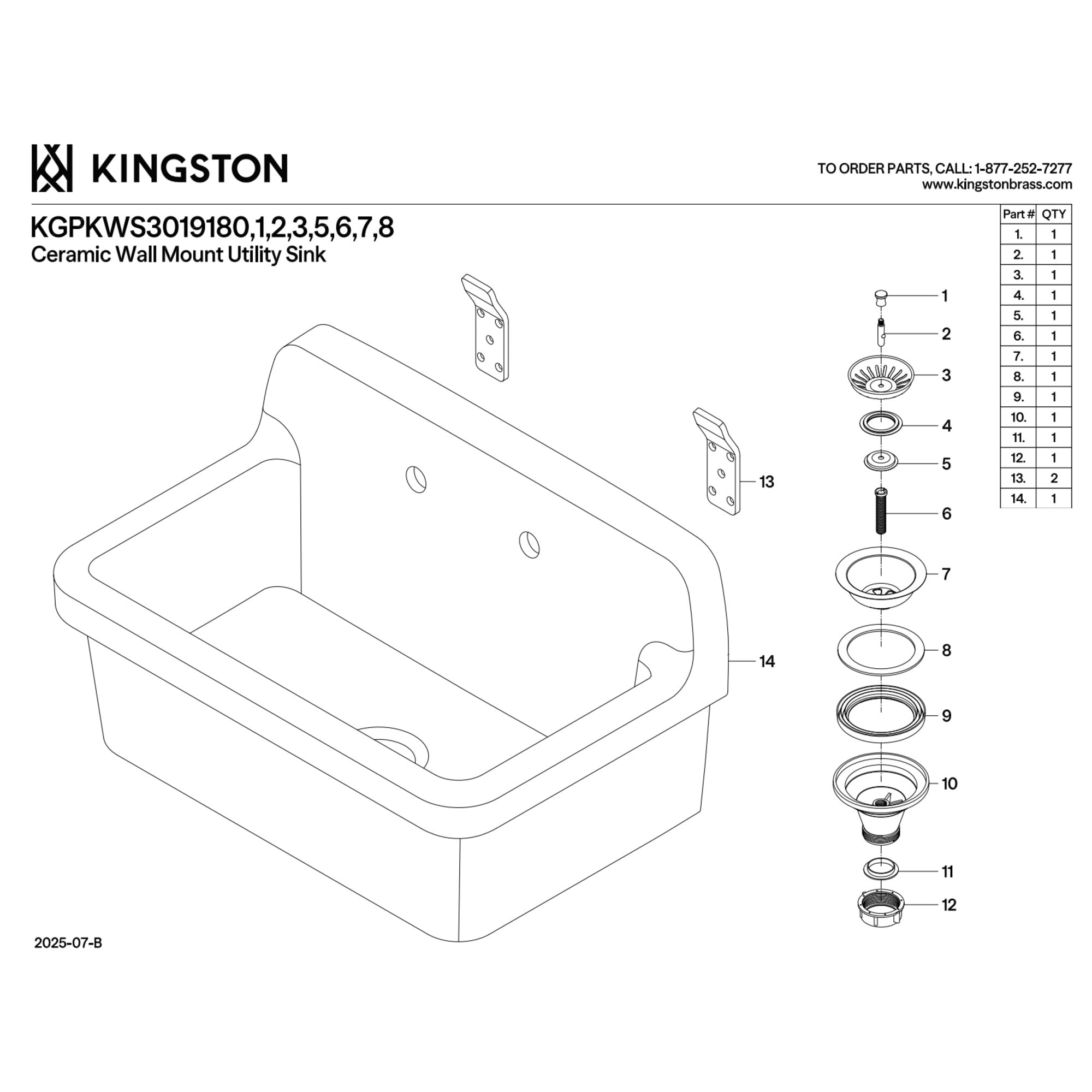 Kingston Brass KGPKWS3019185 Doriteal 30-Inch Ceramic Single Bowl Wall Mount Kitchen Sink with Strainer in White/Oil Rubbed Bronze