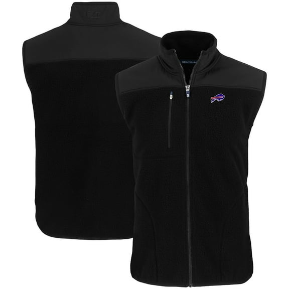 Men's Cutter & Buck Black Buffalo Bills Primary Mark Cascade Eco Sherpa Fleece Full-Zip Vest
