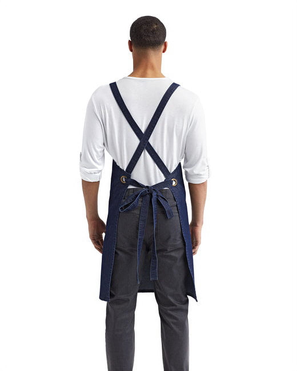Artisan Collection by Reprime RP129 Cross Back Barista Apron with Pocket-Indigo Denim