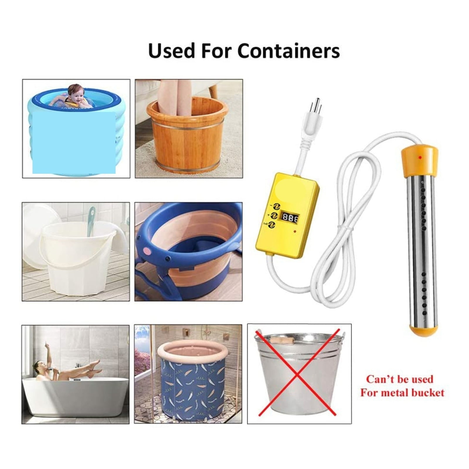 Black Electric Heater Boiler Water Heating Elements Portable Immersion Swimming Pool ,Safety Design