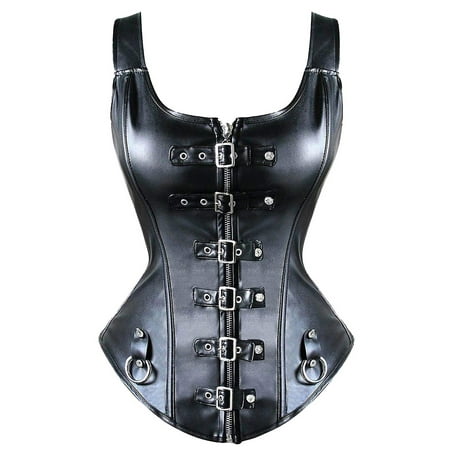 

SLIMBELLE Women Plus Size Black Steampunk Waist Training Corset Bustier Overbust Top Shaper