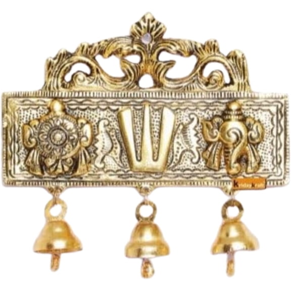 Fashtales Decoration, Tirupati Door Wall Hanging Shankh Chakra Namah, Gold, 1 Count