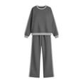thumbnail image 5 of Women's Long Sleeve Sweatshirt Sets 2 Piece,Crew Neck Long Sleeve pullover Tops,Side Stripe High Waist Wide Leg Pants Pocket,Fall Tracksuit,Weekend Casual Outfits, 5 of 5
