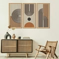 thumbnail image 5 of Large Mid Century Modern Wall Art Framed Abstract Geometric Wall Art Set of 3 Wood Boho Wall Decor for Living Room Bedroom Office 16 x32 Inch, 5 of 8