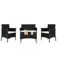thumbnail image 6 of UBesGoo 4-Piece Outdoor Conversation Set, Rasttan Bistro Set for Outdoor, PE Wicker with Cushions, Rattan Patio Furniture Set w/ Glass Table Top, Black, 6 of 10