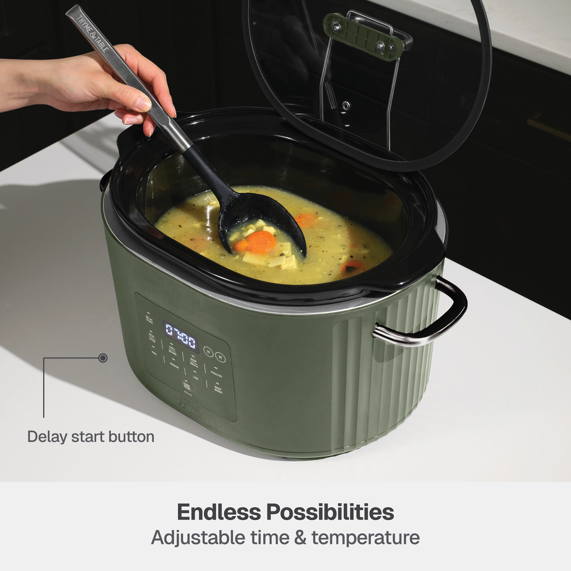 Thyme & Table 6QT Programmable Slow Cooker, Dusty Moss