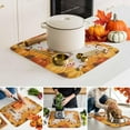 thumbnail image 6 of Happy for Kitchen Counter Fall Pumpkin Vintage Linen Farmhouse Super Absorbent Microfiber Coffee Bar Mat Reusable Washable Dish Drainer Rack Mat, 1 Pack, Orange (Pack of 1), 6 of 7