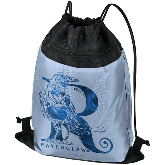 Harry Potter Ravenclaw R Drawstring Backpack Sports Bag Sackpack 17" x 13", Perfect for Gym, Yoga or Practice