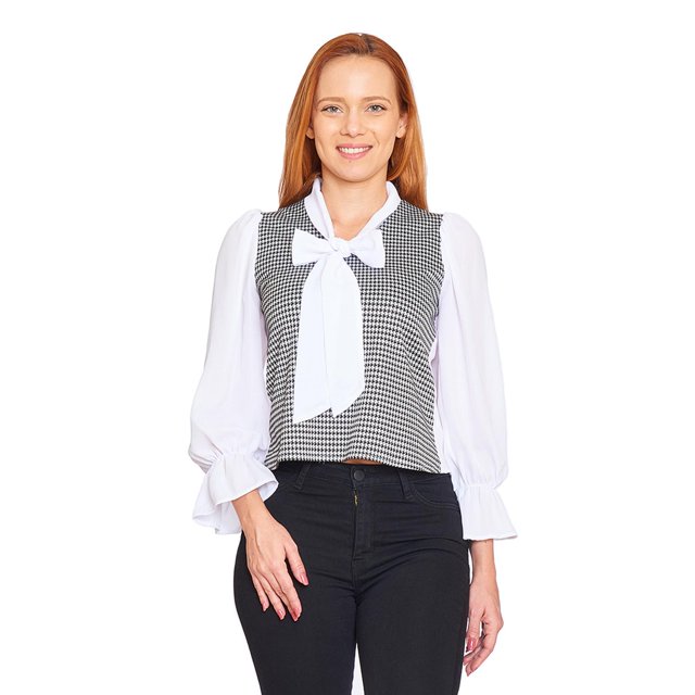 Blusa Con Corbata Mujer De Vestir Formal Casual Blanco blanco 3XG INCÃGNITA 330814