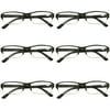 6 Packs Mens Womens Rectangle Half Frame Blue Light Blocking Reading Glasses Spring Hinge Readers +1.50