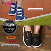 Luxtrada 1Pair Easy No Tie Elastic Shoe Lace Silicone Trainers Shoes Adults Shoelaces (Black)