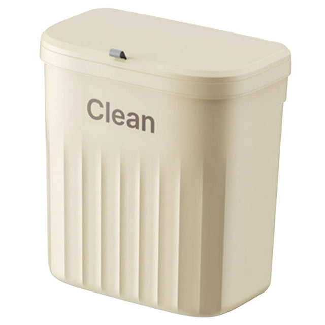 Lipstore Kitchen Compost Bin Trash Bin Waterproof Rubbish Container Hanging Small Trash Cream Color L