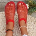 thumbnail image 4 of Women Sandals Mesh Flats Ultra Comfortable Breathable Slip On Ballet Flats Dressy Summer Flat Sparkle Shoes Red 40, 4 of 5