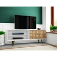 thumbnail image 2 of 62.99" Mid Century - Modern TV Stand with 3 Shelves and 2 Doors, White and Brown, 2 of 10