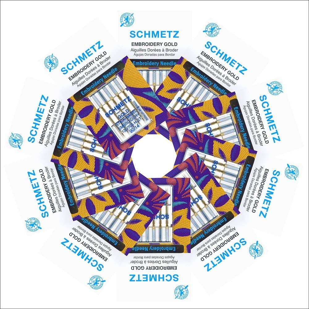 50 Schmetz Gold Embroidery Sewing Machine Needles - size90/14 - Box of 10 cards