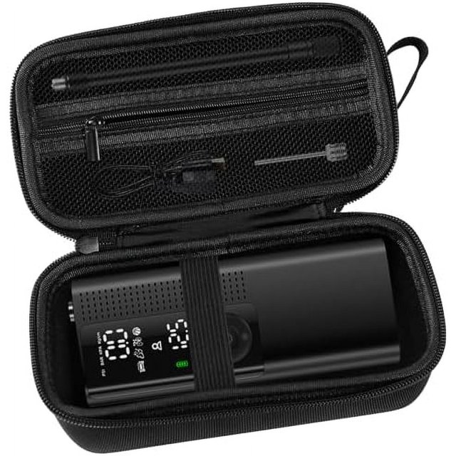 Case for Airmoto Tire Inflator Portable Air Compressor Case,120 PSI Air Pump Case,Car Tire Pressure Gauge (120 150 PSI) Storage Bag, Air House, Connector and Accessories (Box Only)-(Black zipper)