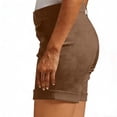 thumbnail image 4 of CIENVNSTG Low Rise Shorts for Women Tailored Trouser Fit Hem and Casual Stretch Comfort Running Shorts Workout Gym with Pockets Brown 2XL, 4 of 7