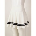 thumbnail image 4 of Kaerm Women Skirts Elastic High Waist Chic Striped Flared Skirt Women Cute Sweet Girls Dance Skirt White XL, 4 of 7